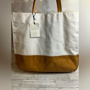 NWT Hearth & Hand With Magnolia Canvas & Leather Tote Bag